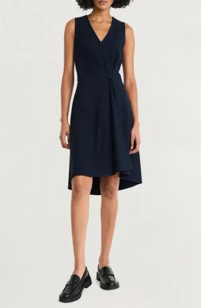 Luxely Sleeveless Fit & Flare Dress In Navy