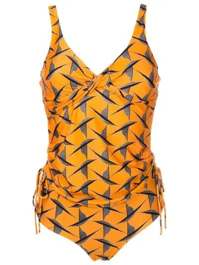 Lygia & Nanny Bruma Lace-up Tankini In Orange