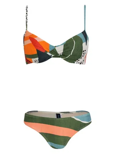 Lygia & Nanny Cassis Waikiki Abstract-print Bikini Set In Orange