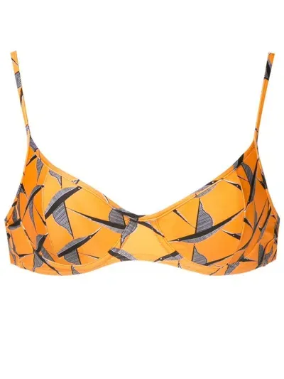 Lygia & Nanny Fiji Bird-print Bikini Top In Orange