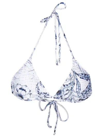 Lygia & Nanny Graphic-print Bikini Top In Blue