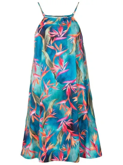 Lygia & Nanny Isis-printed Spaghetti-strap Dress In Blue