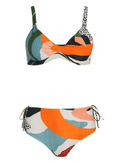 Lygia & Nanny Marcela Abstract-print Bikini Set In Orange