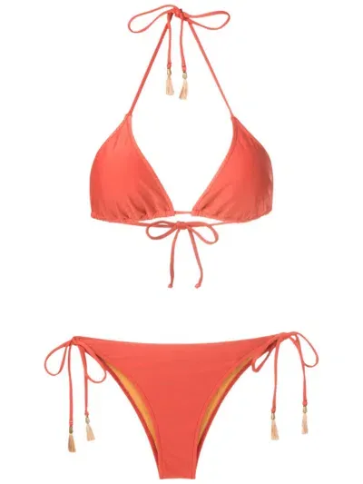 Lygia & Nanny Maya Tassel-detail Bikini Set In Orange