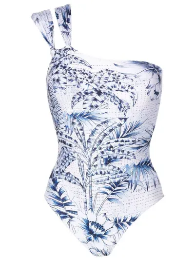 Lygia & Nanny Palm-tree Print Swimsuit In Blue