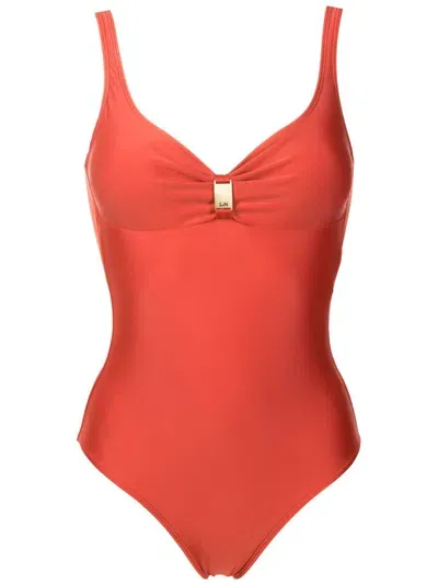 Lygia & Nanny Roberta Liso Logo-plaque Swimsuit In Orange