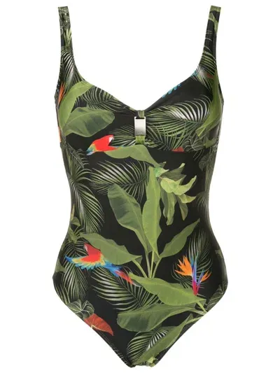 Lygia & Nanny Mirassol Leaf-print Moulded Swimsuit In Green