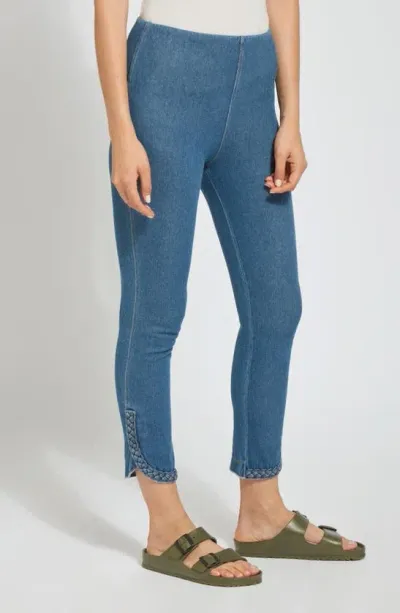 Lyssé Happy Hour Braided Crop Leggings In Mid Wash