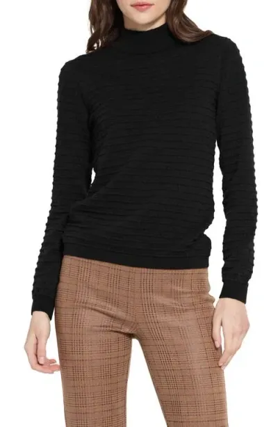 Lyssé Smocked Mock Neck Sweater In Black