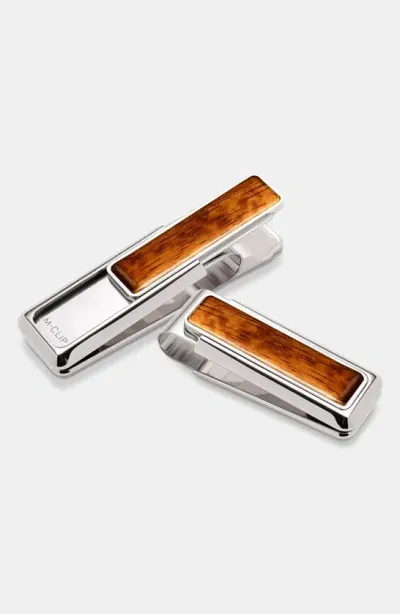 M Clip Wood Inlay Money Clip In Bubinga Wood