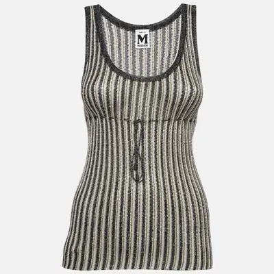 Pre-owned M Missoni Black Stripe Patterned Lurex Knit Tank Top S