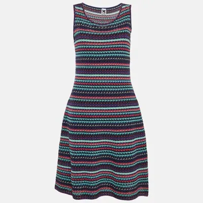 Pre-owned M Missoni Multicolor Patterned Knit Sleeveless Midi Dress M