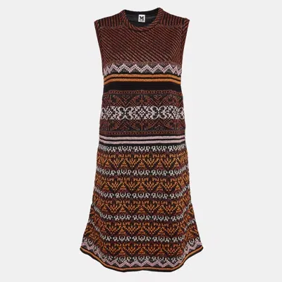 Pre-owned M Missoni Multicolor Patterned Lurex Knit Midi Dress L