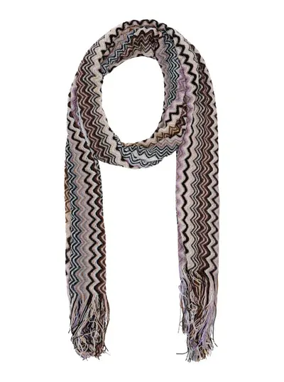 M Missoni Multicolor Scarf With Chevron Motif In Viscose Blend Woman