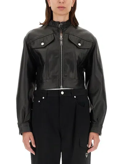 M05ch1n0 Jeans Biker Jacket In Black