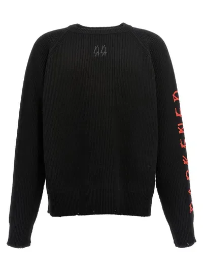 M44 Label Group 'darkened' Sweater In Black + 44 Darkened Red