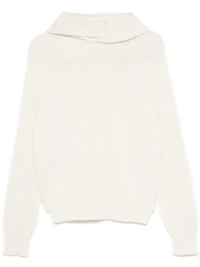 Ma'ry'ya Fine-knit Hoodie In White