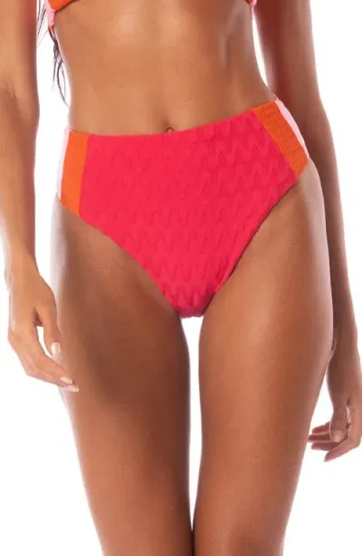 Maaji Apple Red Wanderer Reversible High Waist Bikini Bottoms