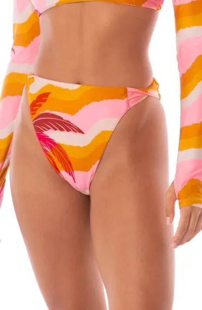 Maaji Paradiso Waves Chance High Waist Reversible Bikini Bottoms In Pink