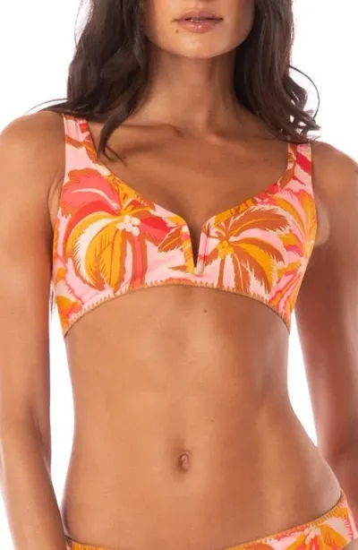 Maaji Pink Palms Victoria Reversible Triangle Bikini Top