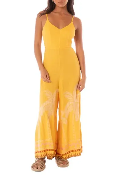 Maaji Stitchy Palom Azura Cover-up Jumpsuit In Yellow