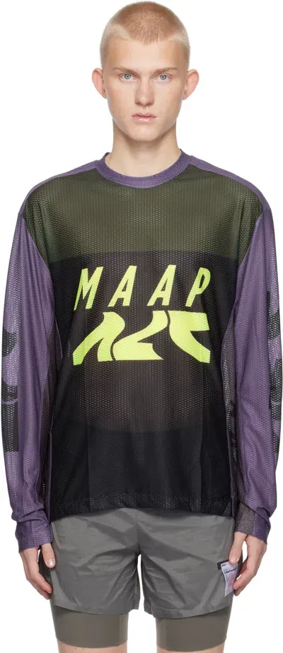 Maap Black Alt_road Long Sleeve Mesh T-shirt In Black/agate