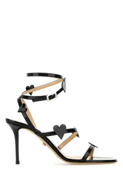 Mach&mach Petit Coeur' Black Patent Leather Round Toe Sandal-40 Nd  Female