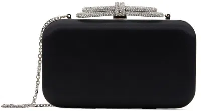 Mach & Mach Black Double Bow Satin Clutch