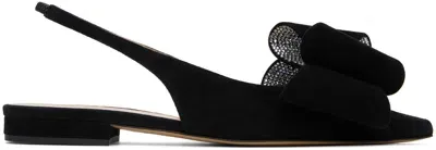 Mach & Mach Black 'le Cadeau' Slingback Slippers