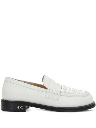 Mach & Mach Caddy Loafers In White