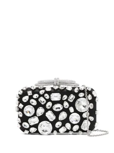 Mach & Mach Double Bow Clutch Bag In Black