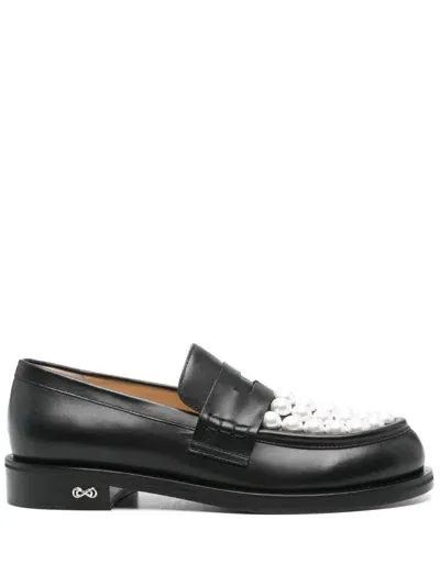 Mach & Mach Logo-plaque Loafers In Black