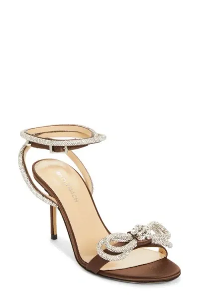 Mach & Mach Double Crystal Bow Sandal In Brown