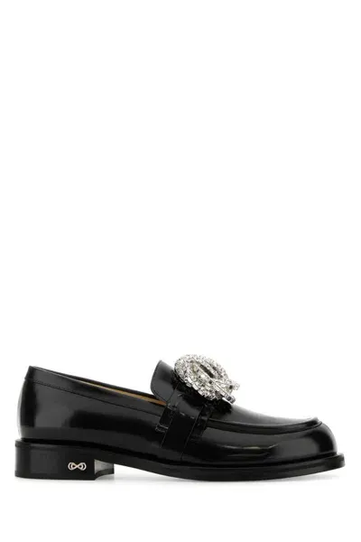 Mach & Mach 30mm Galaxy Leather Loafers In Black