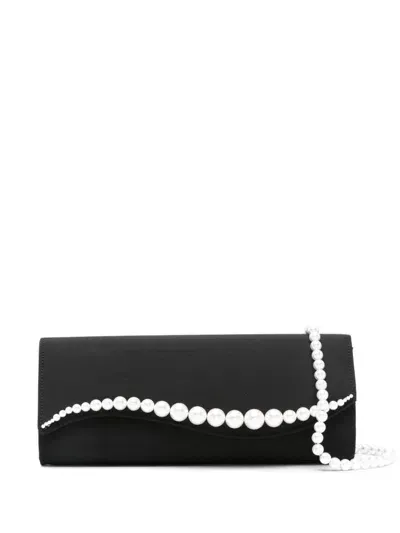 Mach & Mach Pearl-embellished Clutch Bag In Black