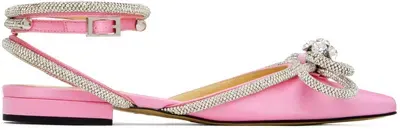 Mach & Mach Pink Double Bow Ballerina Flats In Nude & Neutrals