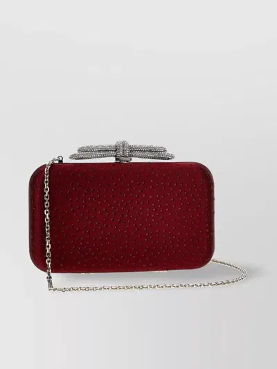 Mach & Mach 'satin Bow Double' Clutch In Red