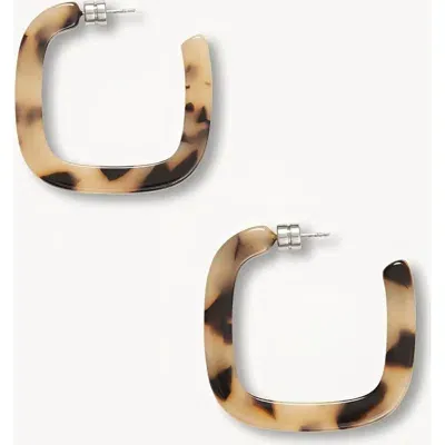 Machete Midi Square Hoops In Blonde Tortoise