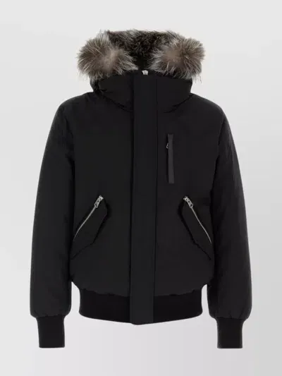 Mackage Fur Trim Hooded Down Jacket In Schwarz