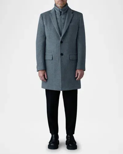 Mackage Men's Wool Topcoat With Removable Down Bib In Carbon Mix