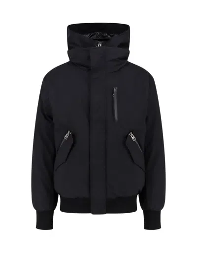 Mackage Padded Nylon Jacket With Leather Details In Black