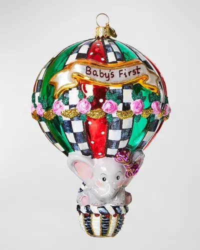 Mackenzie-childs Baby's First Balloon Glass Christmas Ornament In Multi