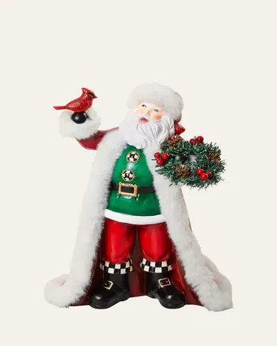 Mackenzie-childs Cozy Christmas Santa With Cardinal In Multi