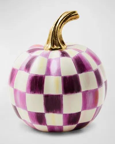 Mackenzie-childs Plum Check Mini Pumpkin, 8.5" In Purple