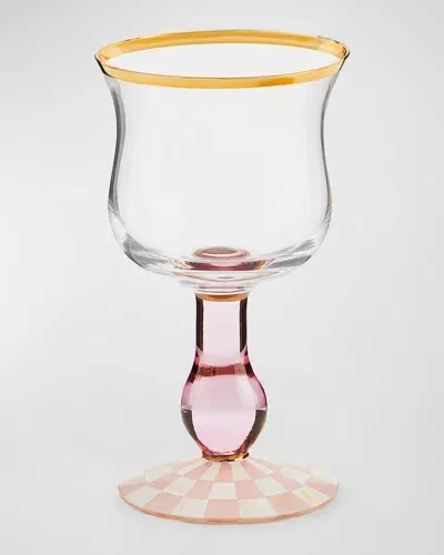 Mackenzie-childs Rosy Check Wine Glass In Multi