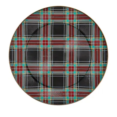 Mackenzie-childs Tartan Black Serving Platter In Multi