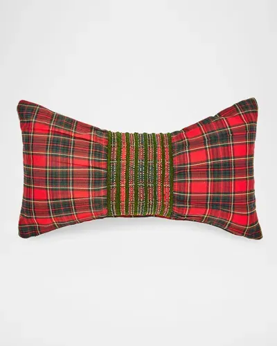 Mackenzie-childs Tartan Red Bow Throw Pillow