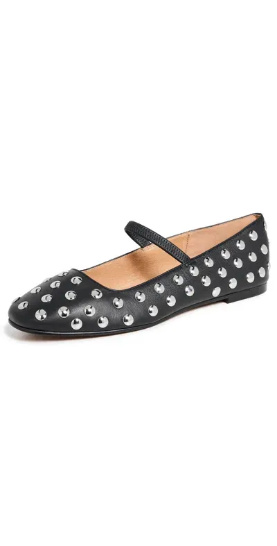 Madewell Greta Elastic Mary Jane Dome Stud Flats True Black