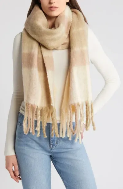 Madewell Plaid Blanket Scarf In Sandstone