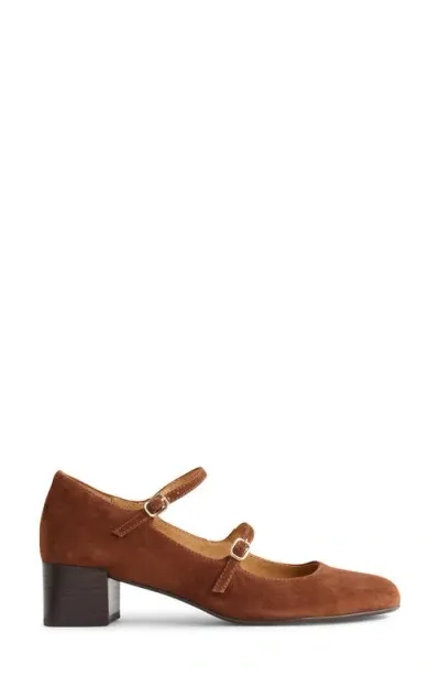 Madewell The Nettie Heeled Mary Jane In Soft Mahogany